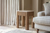 Ira Travertine & Mango Wood Side Table