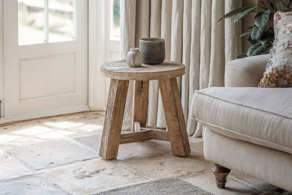 Ibo Reclaimed Wood Round Side Table - Natural