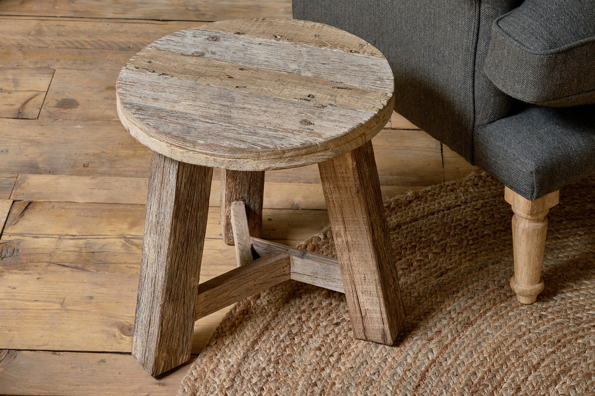 Ibo Reclaimed Wood Round Side Table - Natural