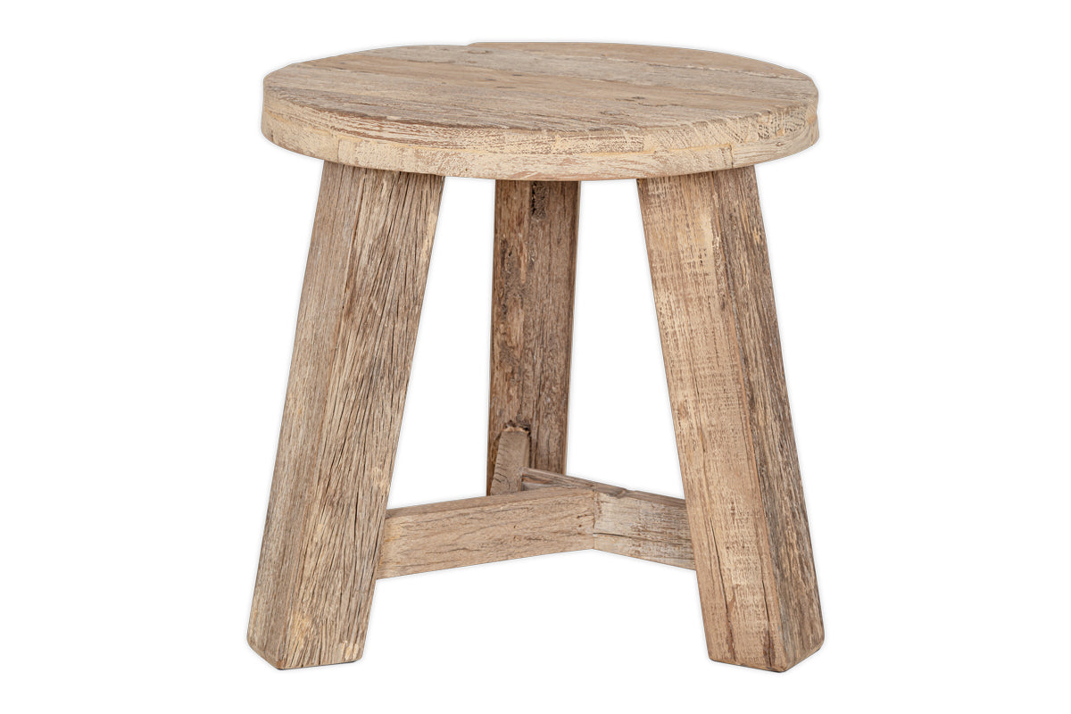 Ibo Reclaimed Wood Round Side Table - Natural