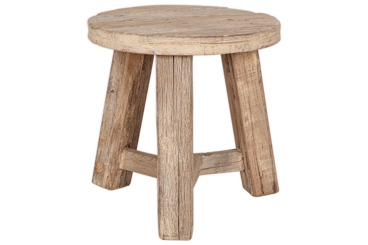 Ibo Reclaimed Wood Round Side Table - Natural