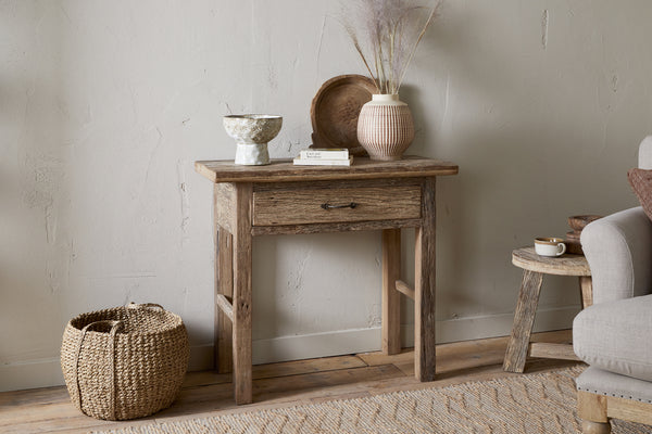 Ibo Reclaimed Wood 1 Drawer Console Table - Natural