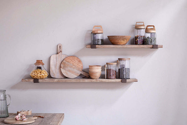 Ibo Reclaimed Wood & Iron Shelf - Natural