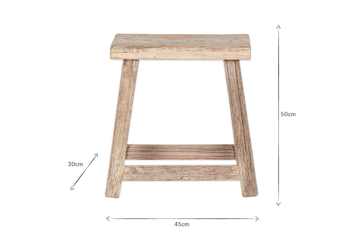 Ibo Reclaimed Wood Low Stool - Natural