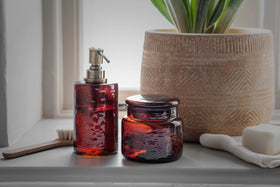 Ilcoso Recycled Hammered Glass Soap Dispenser - Amber