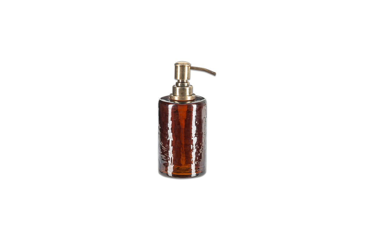 Ilcoso Recycled Hammered Glass Soap Dispenser - Amber