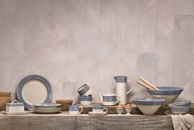 Indigo Drop Butter Dish - Cream & Indigo