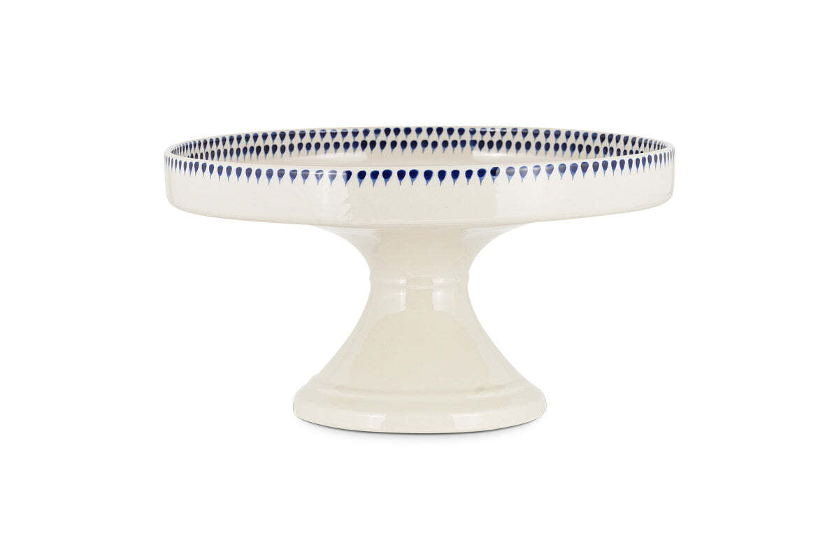Indigo Drop Ceramic Stand - Cream & Indigo