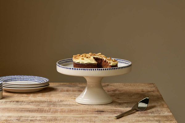 Indigo Drop Ceramic Stand - Cream & Indigo