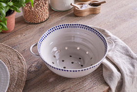 Indigo Drop Colander - Cream & Indigo