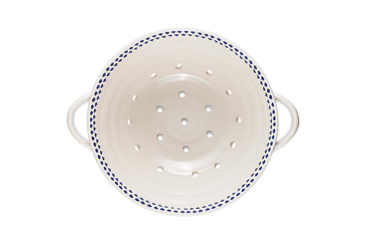 Indigo Drop Colander - Cream & Indigo