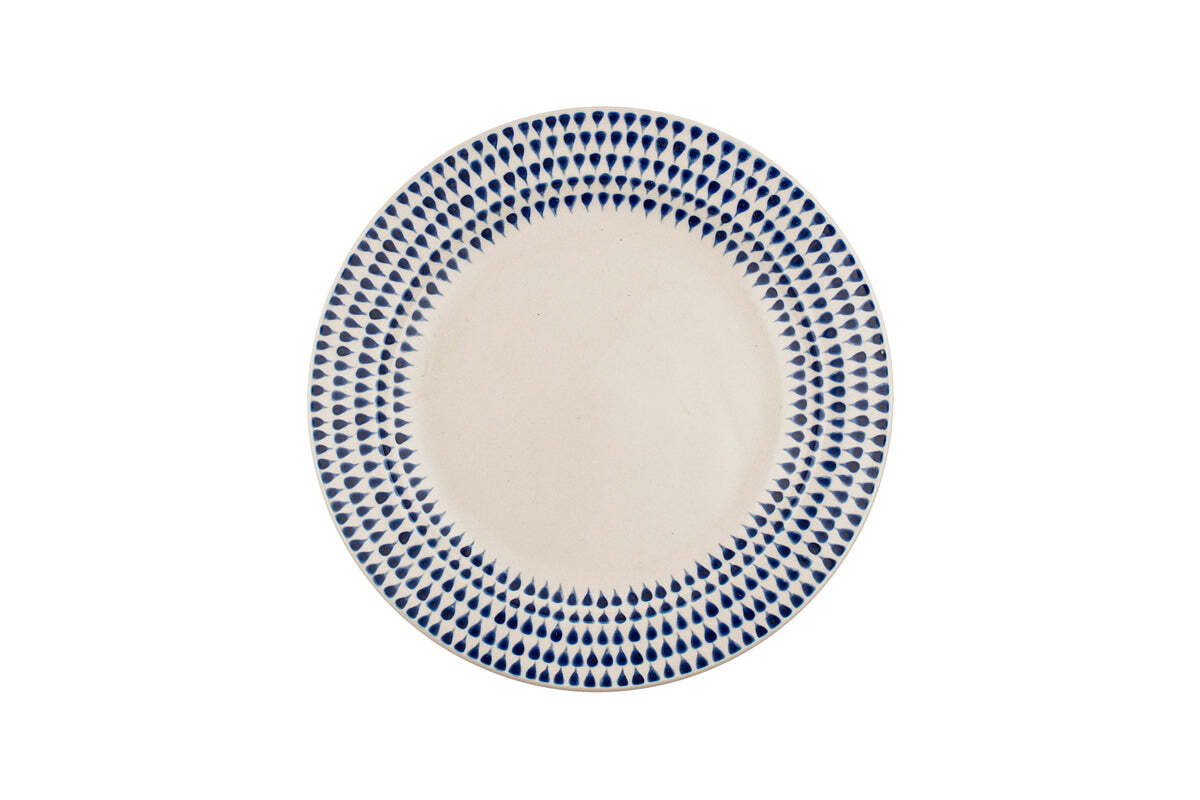 Indigo Drop Dinnerware Set - Cream & Indigo (Set of 12)