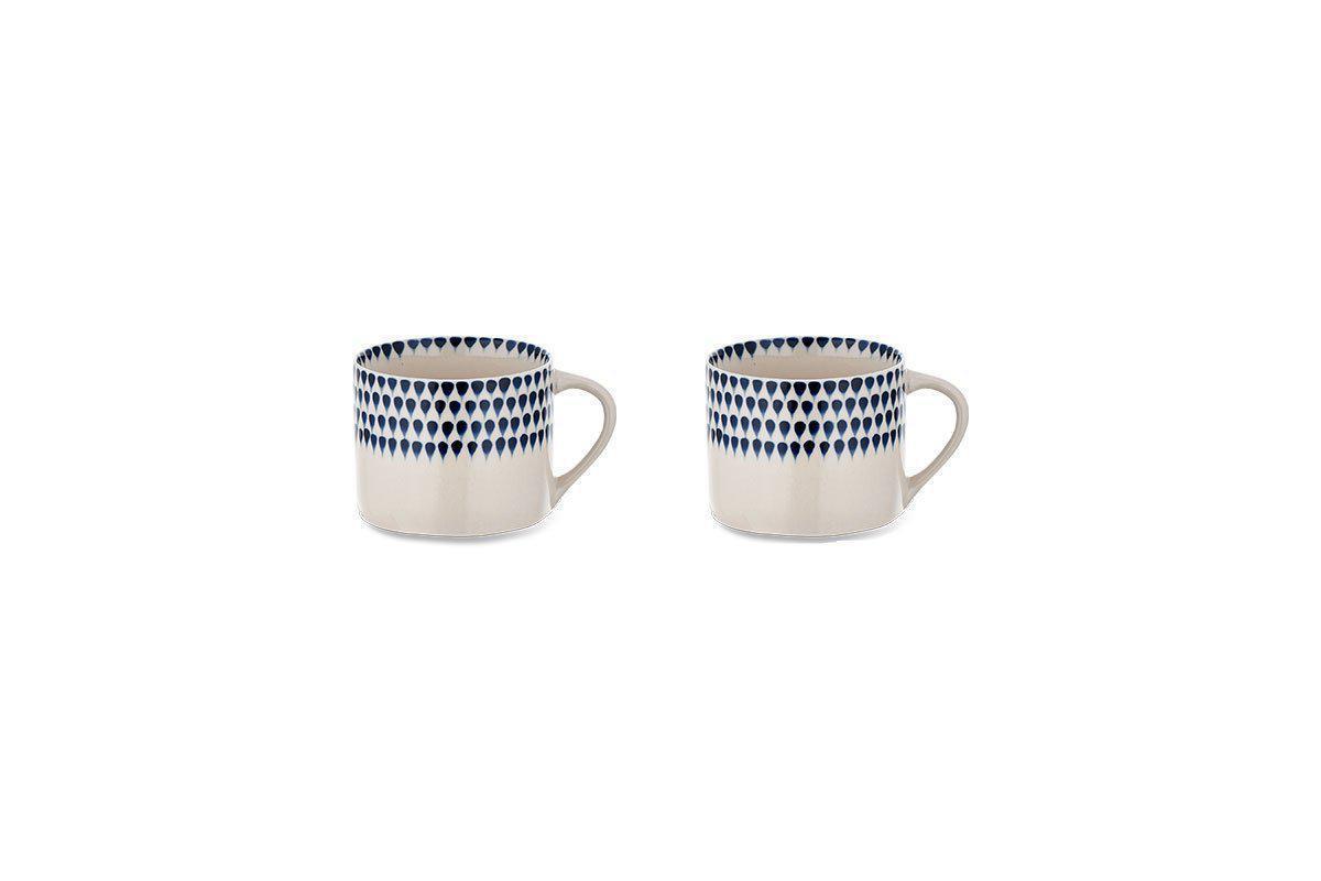Indigo Drop Mug - Cream & Indigo - Small (Set of 2)