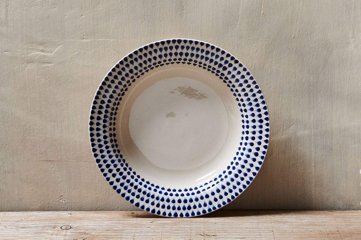 Indigo Drop Pasta Bowl - Cream & Indigo