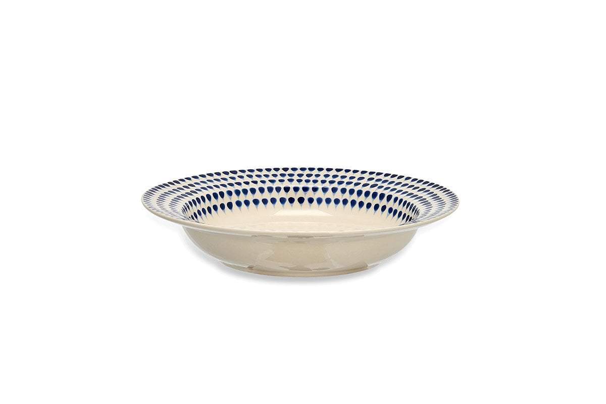 Indigo Drop Pasta Bowl - Cream & Indigo