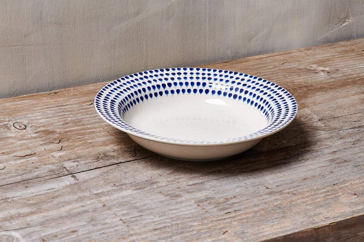 Indigo Drop Pasta Bowl - Cream & Indigo