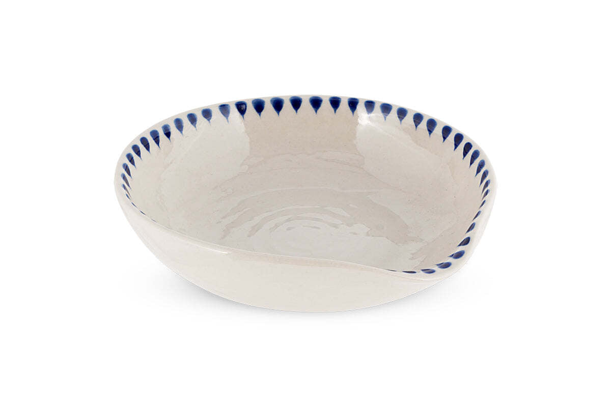 Indigo Drop Spoon Rest - Cream & Indigo