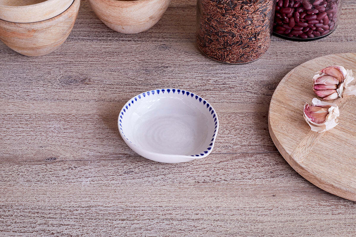 Indigo Drop Spoon Rest - Cream & Indigo