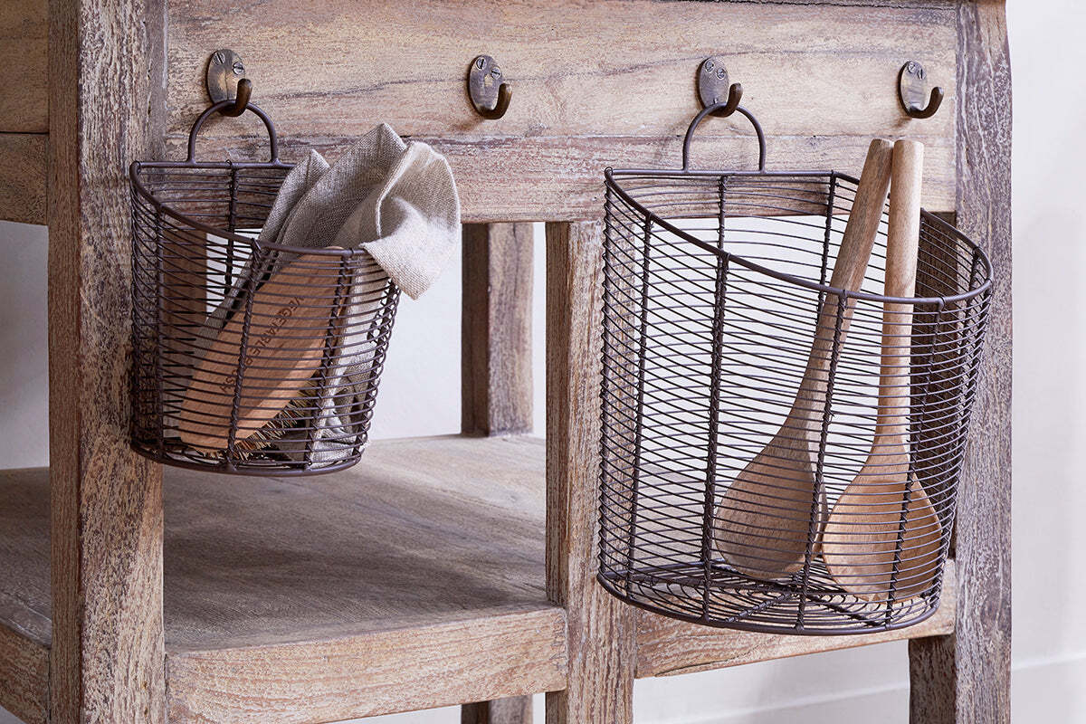 Inkollu Wall Hung Baskets - Aged Brass - (Set of 2)