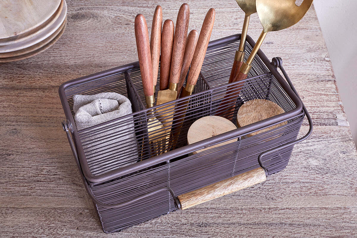 Inkollu Wire Cutlery Holder - Aged Brass