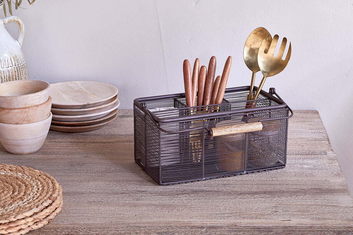 Inkollu Wire Cutlery Holder - Aged Brass