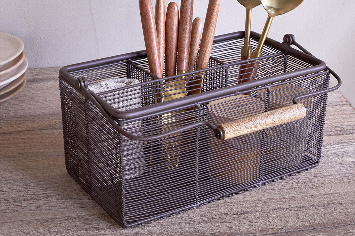 Inkollu Wire Cutlery Holder - Aged Brass