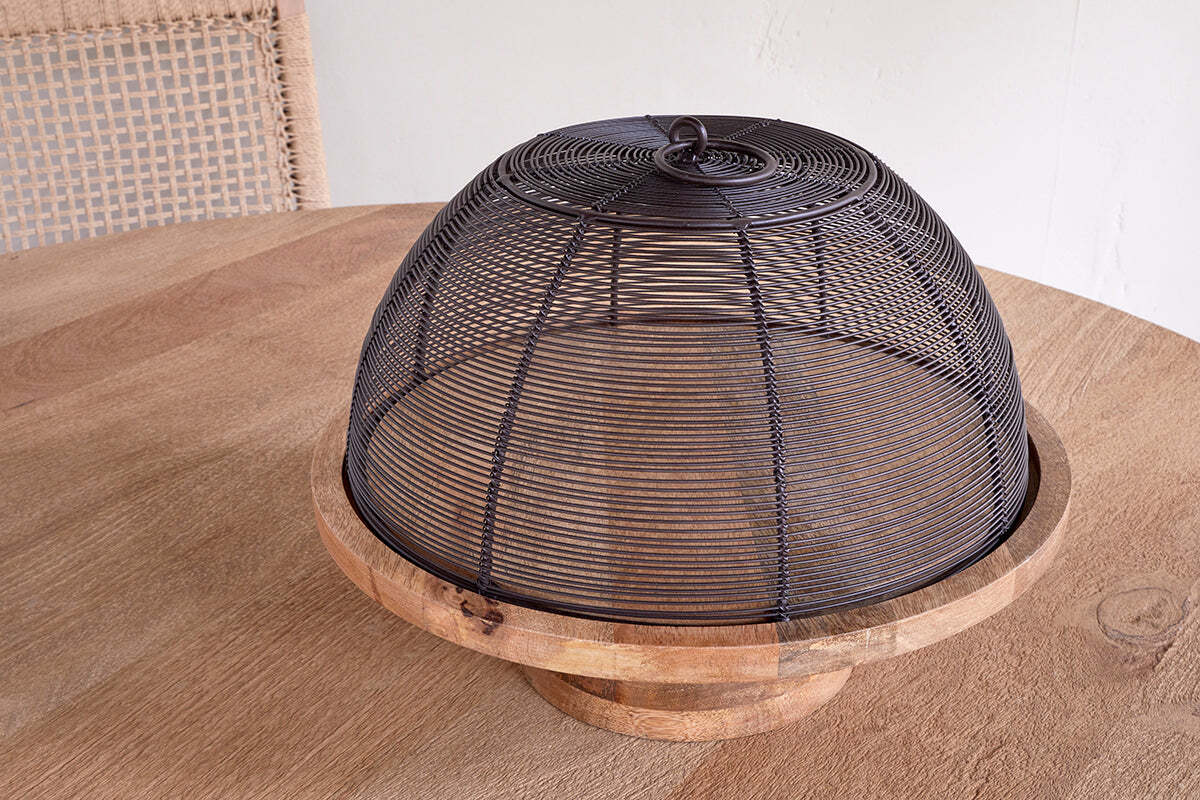 Inkollu Wire & Mango Wood Cake Stand - Aged Brass