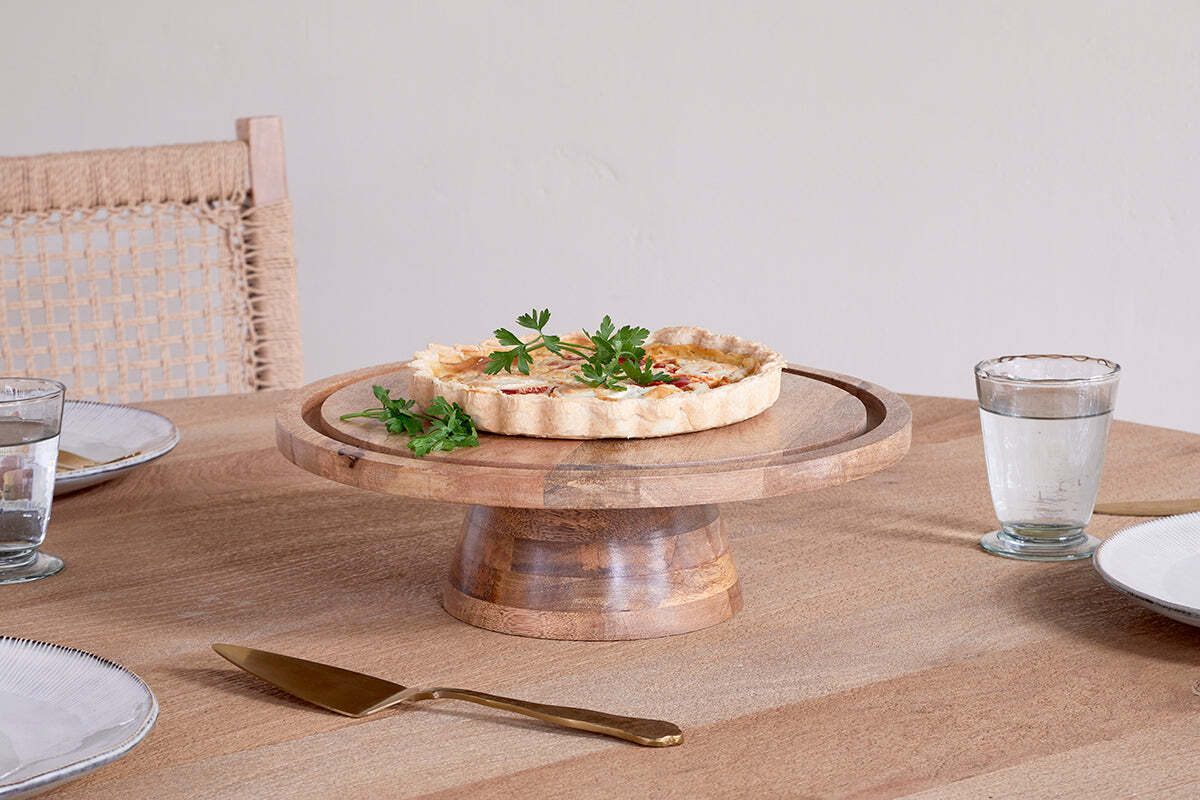 Inkollu Wire & Mango Wood Cake Stand - Aged Brass
