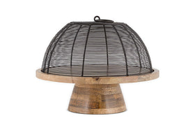 Inkollu Wire & Mango Wood Cake Stand - Aged Brass