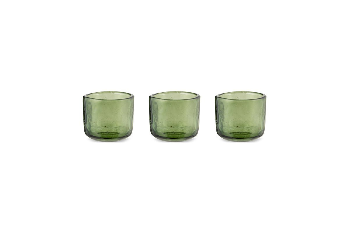 Irda Glass Small Tealight - Dark Emerald  - Small (Set of 3)