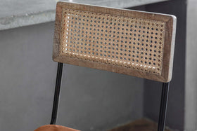 Iswa Leather & Cane Counter Chair - Aged Tan