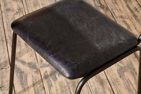 Iswa Leather & Cane Dining Chair - Black