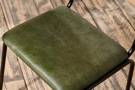 Iswa Leather & Cane Dining Chair - Green