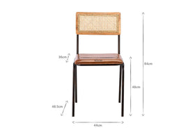 Iswa Leather & Cane Dining Chair - Tan