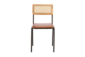 Iswa Leather & Cane Dining Chair - Tan