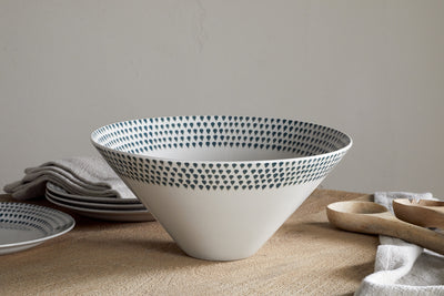 Juniper Drop Serving Bowl - Cream & Juniper - Large