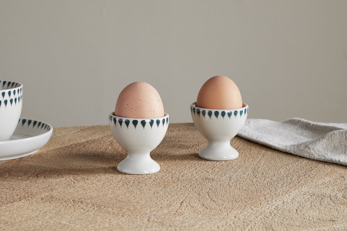 Juniper Drop Egg Cups - Cream & Juniper (Set of 2)