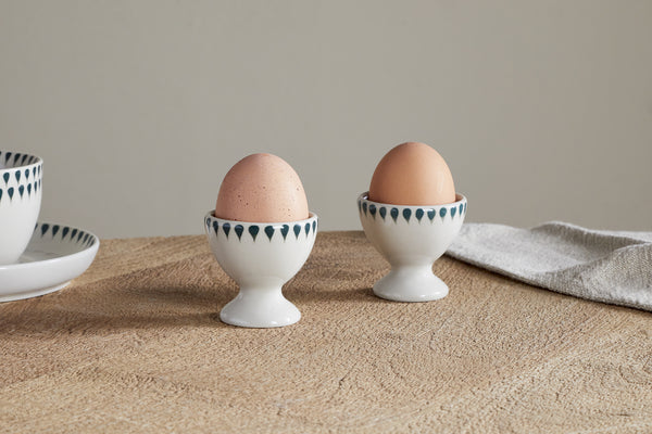 Juniper Drop Egg Cups - Cream & Juniper (Set of 2)
