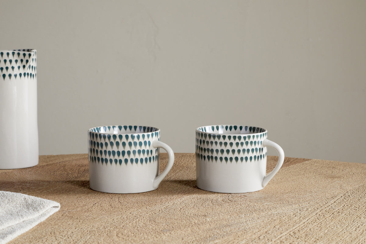 Juniper Drop Mug - Cream & Juniper - Small (Set of 2)