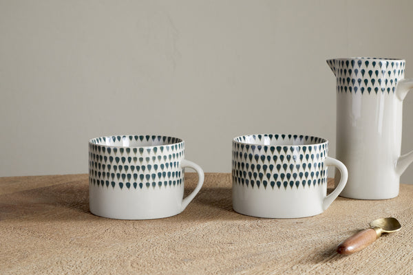 Juniper Drop Mug - Cream & Juniper - Large (Set of 2)