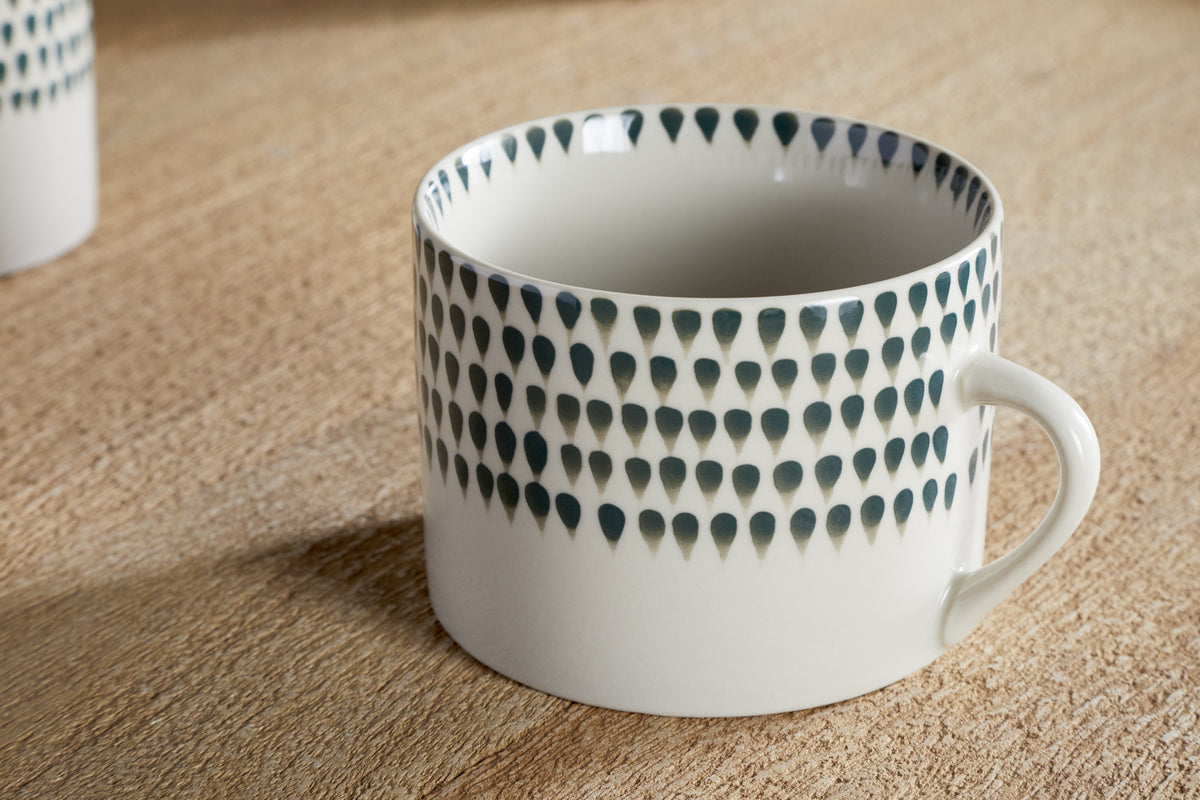 Juniper Drop Mug - Cream & Juniper - Large (Set of 2)