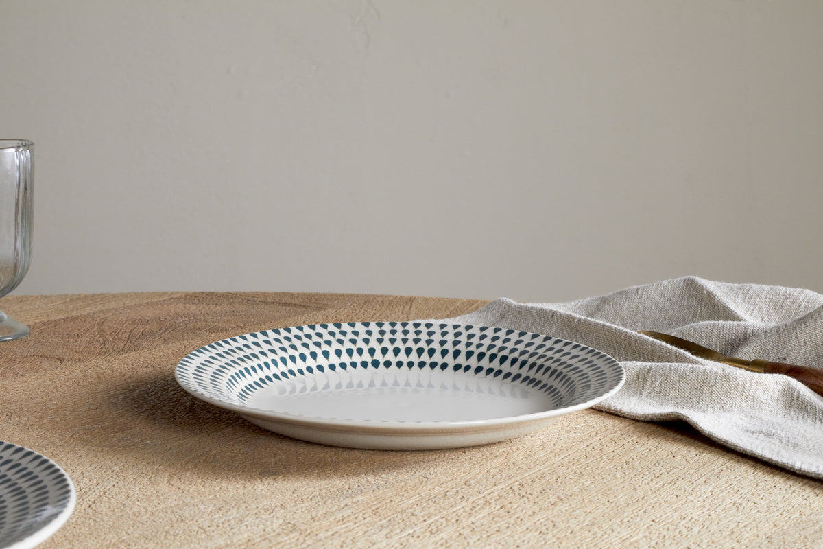 Juniper Drop Dinnerware Set - Cream & Juniper (Set of 12)