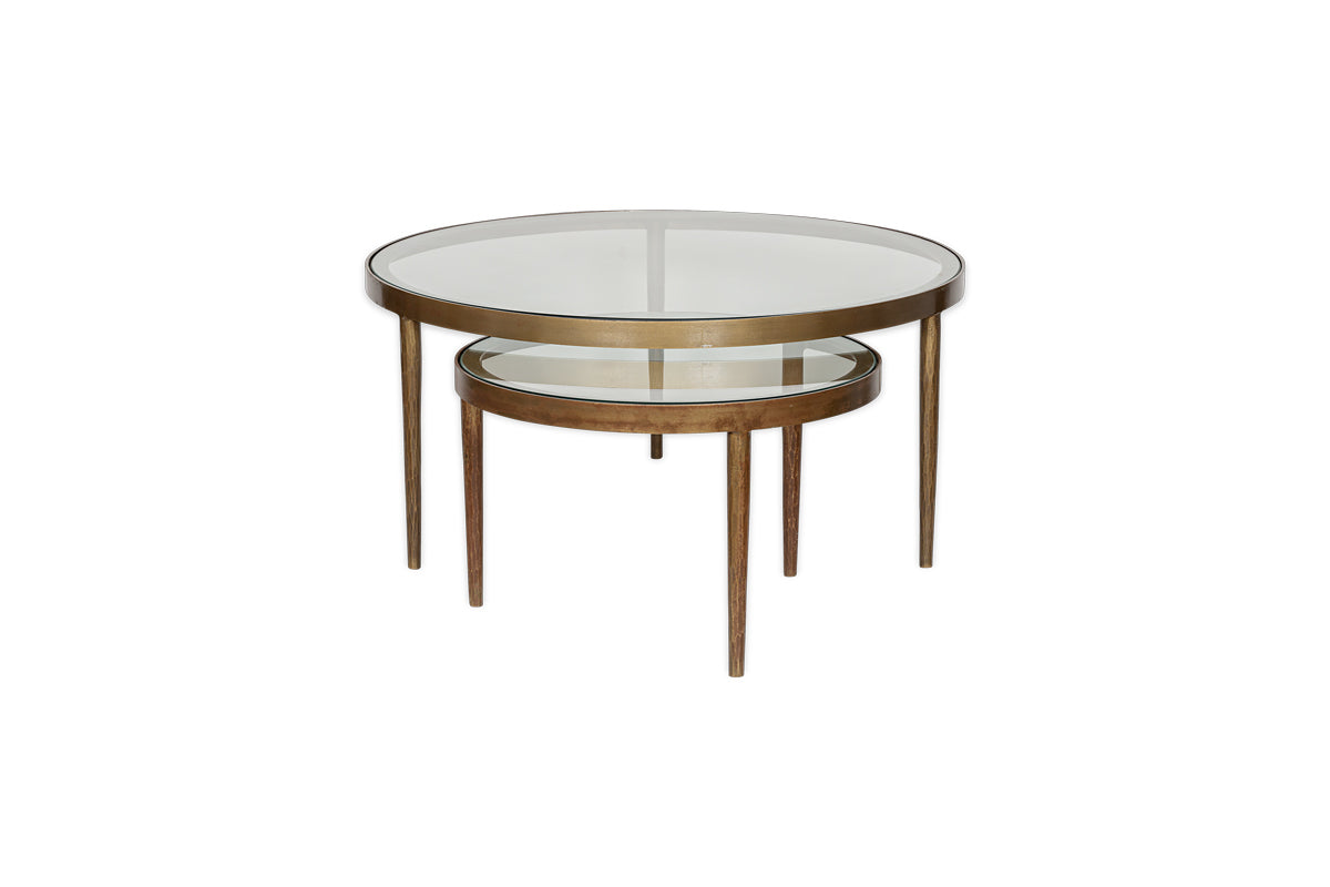 Jiya Iron & Glass Nested Coffee Tables - Brass