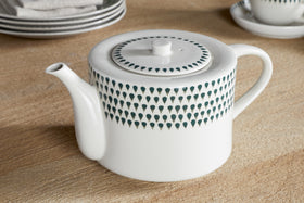Juniper Drop 4 Person Teapot - Cream & Juniper