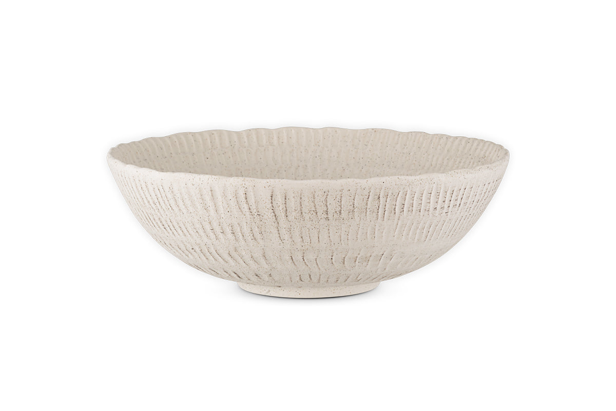 Kayanna Ceramic Decorative Bowl - White-Trade nkuku