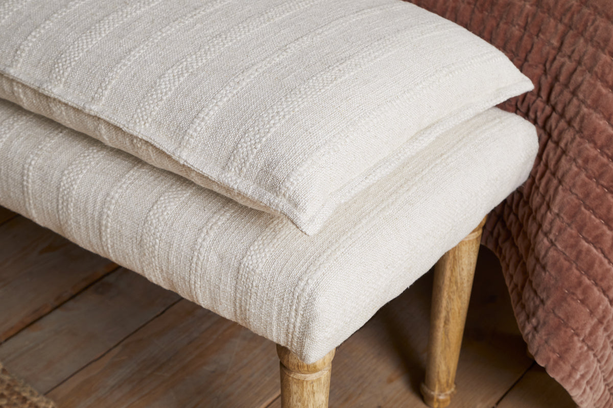 Kiana Cotton Upholstered Bench - Natural