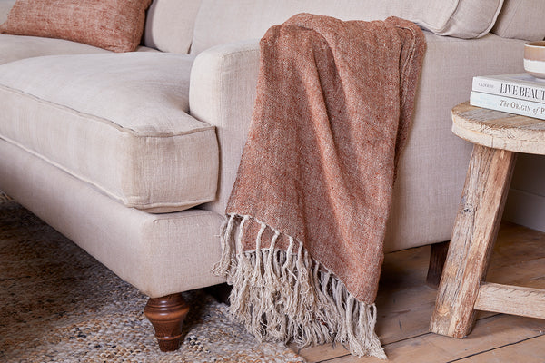 Kana Linen Throw - Rust-Trade nkuku