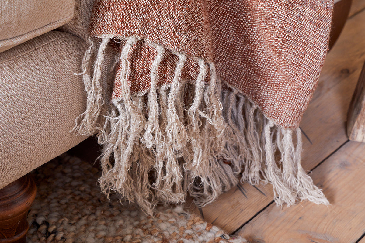 Kana Linen Throw - Rust-Trade nkuku