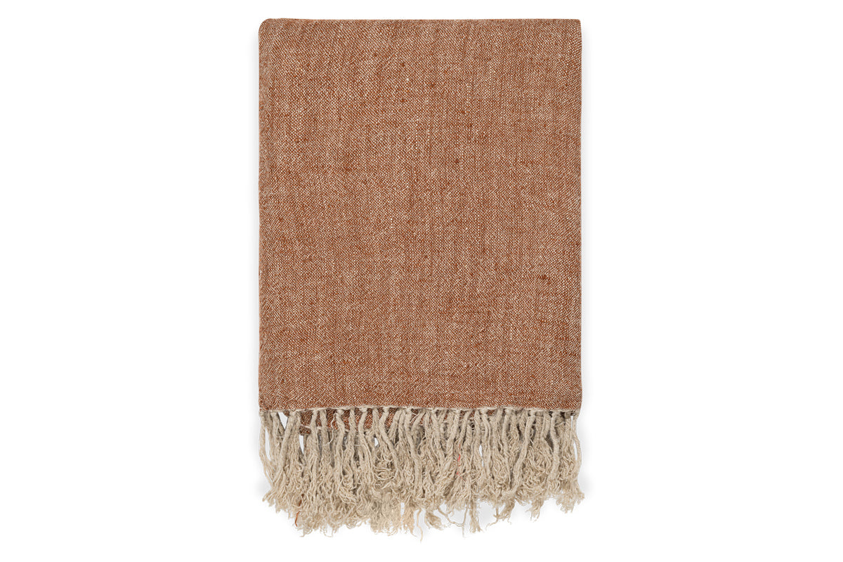 Kana Linen Throw - Rust-Trade nkuku