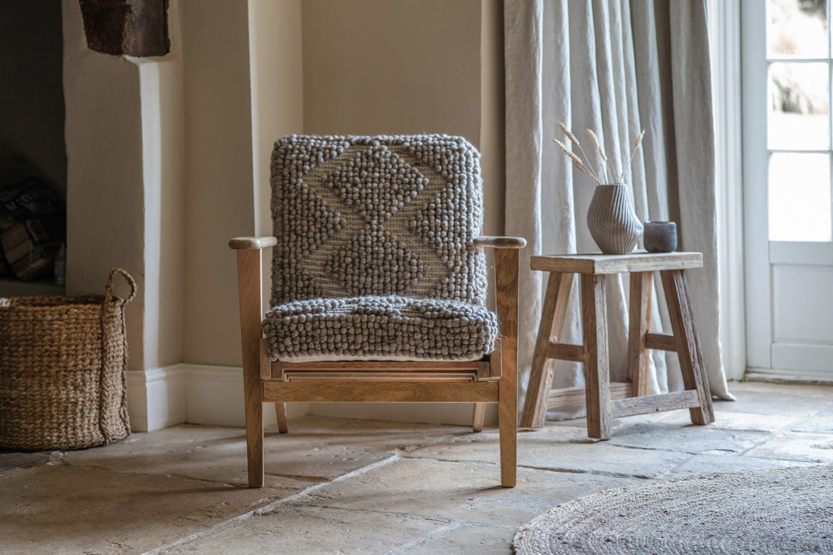 Keya Chunky Weave & Mango Wood Chair - Natural